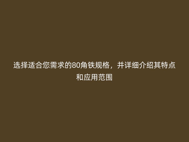 選擇適合您需求的80角鐵規(guī)格，并詳細介紹其特點和應(yīng)用范圍