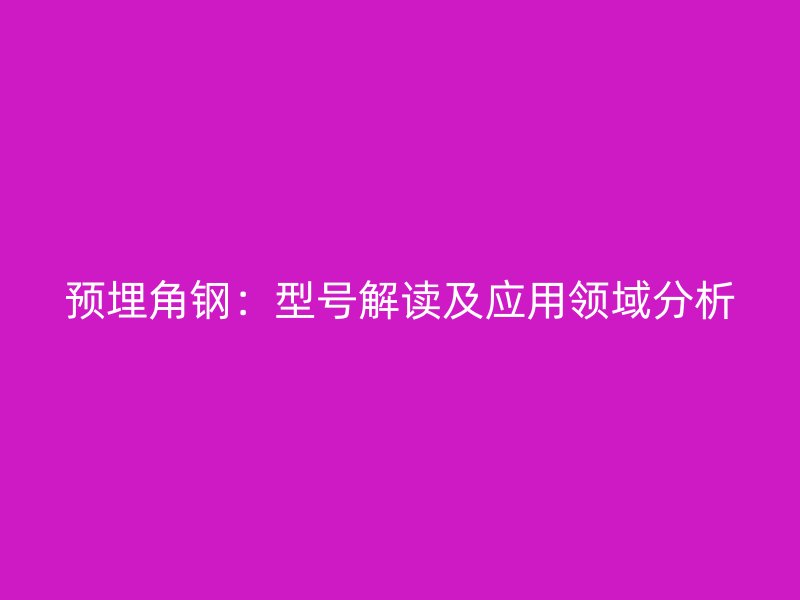 預(yù)埋角鋼：型號解讀及應(yīng)用領(lǐng)域分析
