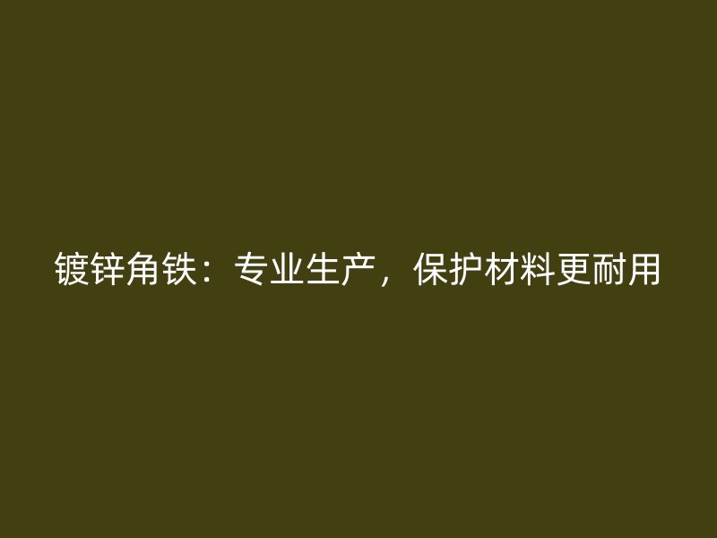 鍍鋅角鐵：專業(yè)生產(chǎn)，保護(hù)材料更耐用