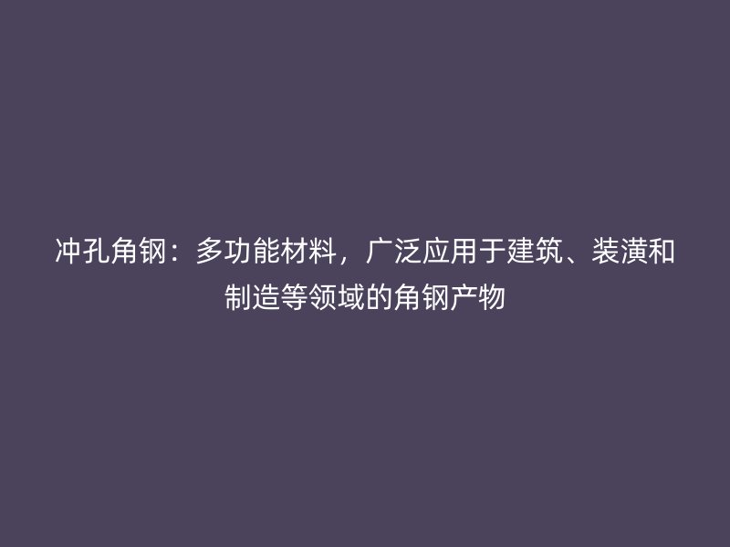 沖孔角鋼：多功能材料，廣泛應(yīng)用于建筑、裝潢和制造等領(lǐng)域的角鋼產(chǎn)物