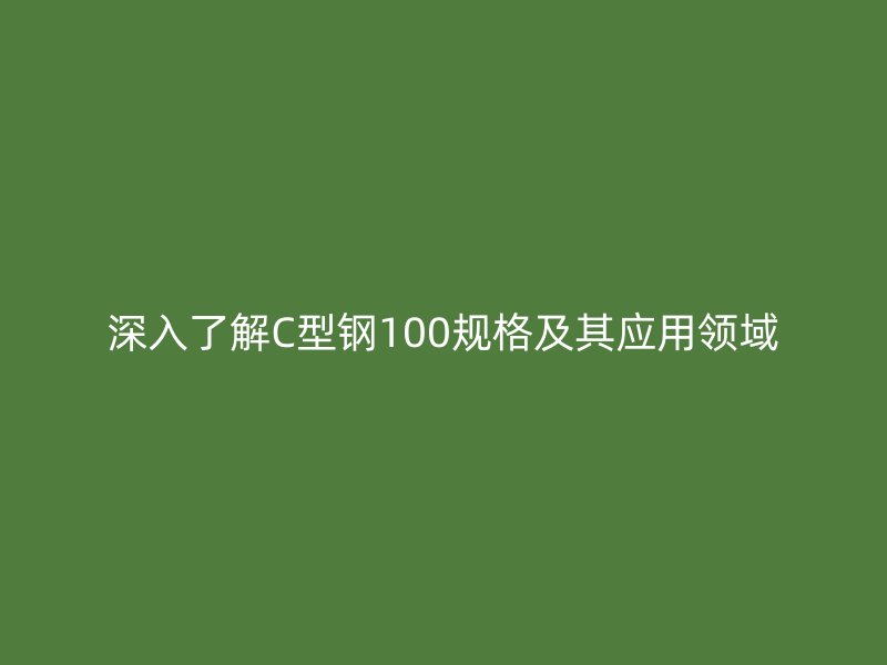 深入了解C型鋼100規(guī)格及其應(yīng)用領(lǐng)域