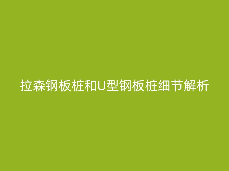 拉森鋼板樁和U型鋼板樁細(xì)節(jié)解析