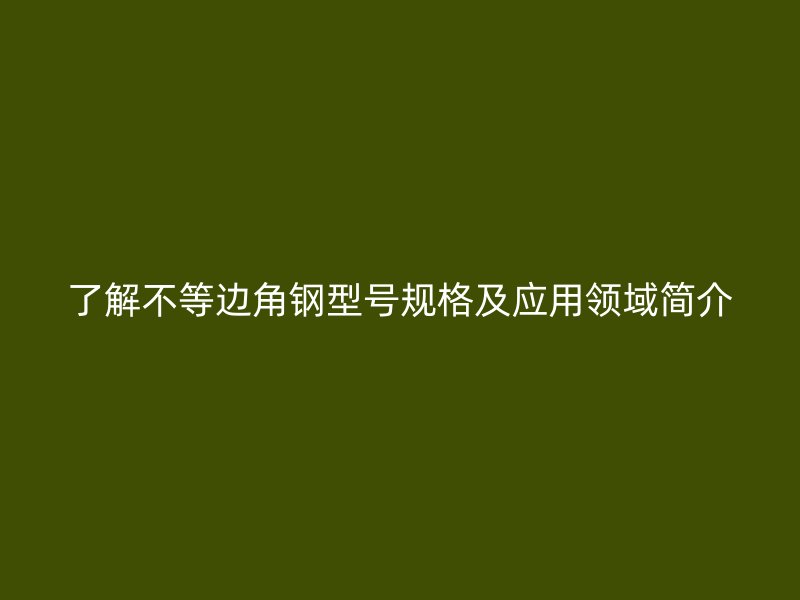 了解不等邊角鋼型號規(guī)格及應用領(lǐng)域簡介