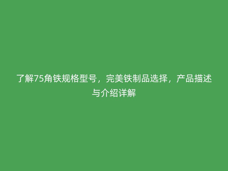 了解75角鐵規(guī)格型號，完美鐵制品選擇，產(chǎn)品描述與介紹詳解