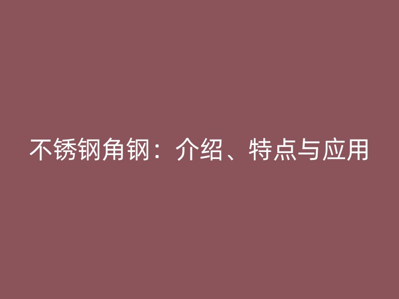 不銹鋼角鋼：介紹、特點與應(yīng)用