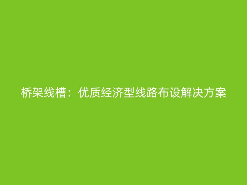 橋架線槽：優(yōu)質(zhì)經(jīng)濟型線路布設(shè)解決方案