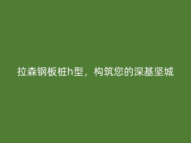 拉森鋼板樁h型，構(gòu)筑您的深基堅城