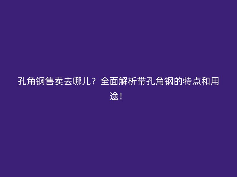 孔角鋼售賣去哪兒？全面解析帶孔角鋼的特點(diǎn)和用途！