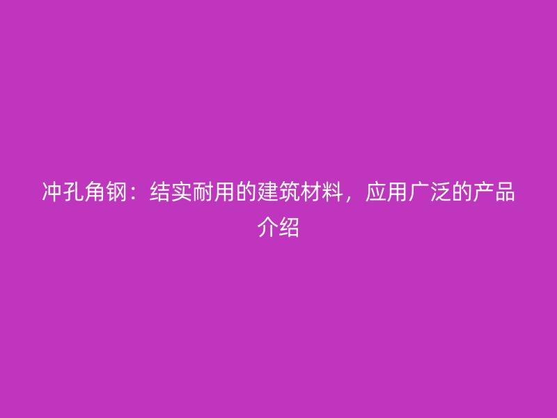 沖孔角鋼：結(jié)實(shí)耐用的建筑材料，應(yīng)用廣泛的產(chǎn)品介紹