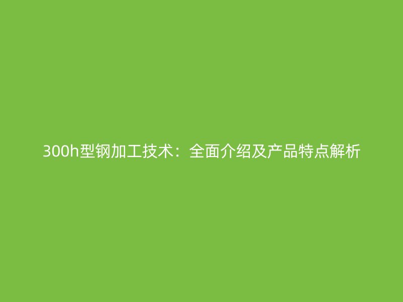 300h型鋼加工技術(shù)：全面介紹及產(chǎn)品特點(diǎn)解析
