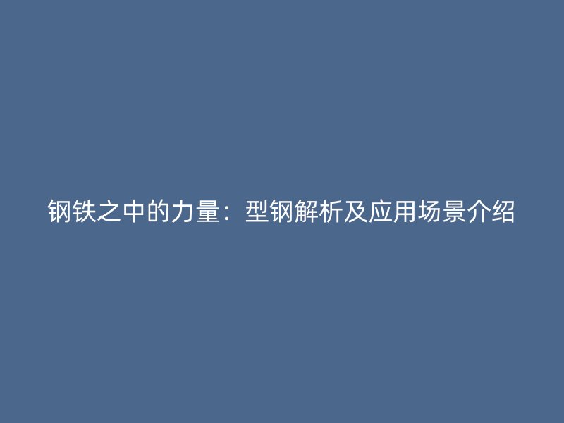 鋼鐵之中的力量：型鋼解析及應(yīng)用場景介紹