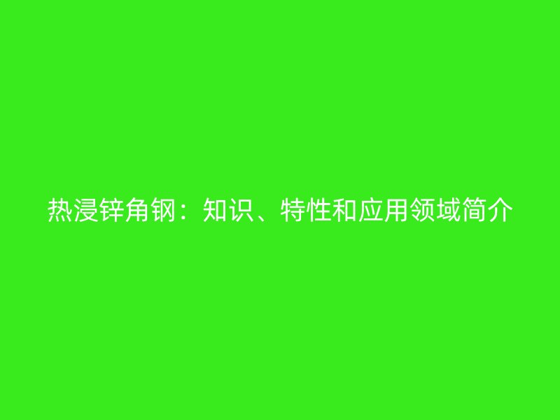 熱浸鋅角鋼：知識、特性和應(yīng)用領(lǐng)域簡介