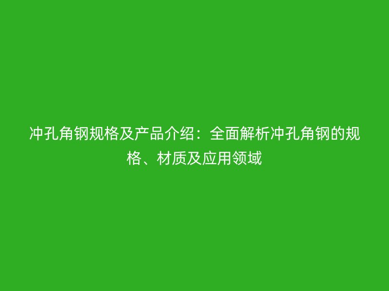 沖孔角鋼規(guī)格及產(chǎn)品介紹：全面解析沖孔角鋼的規(guī)格、材質(zhì)及應(yīng)用領(lǐng)域