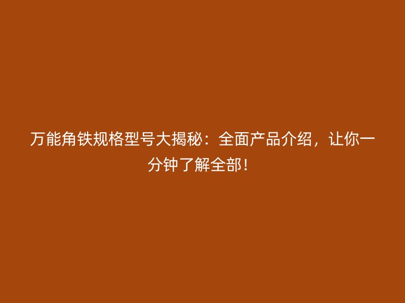 萬能角鐵規(guī)格型號大揭秘：全面產品介紹，讓你一分鐘了解全部！