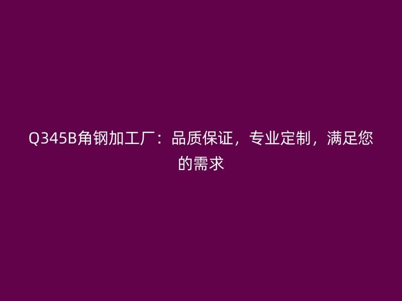 Q345B角鋼加工廠：品質(zhì)保證，專業(yè)定制，滿足您的需求