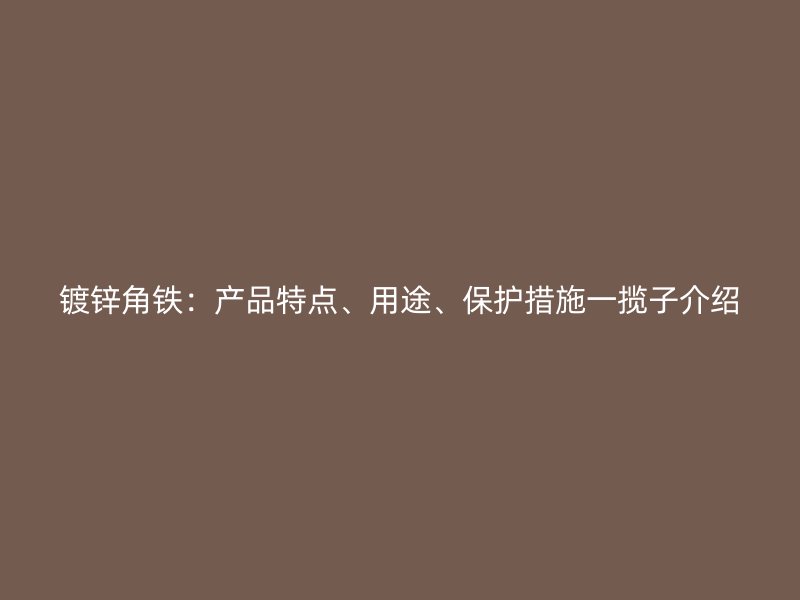 鍍鋅角鐵：產(chǎn)品特點、用途、保護(hù)措施一攬子介紹