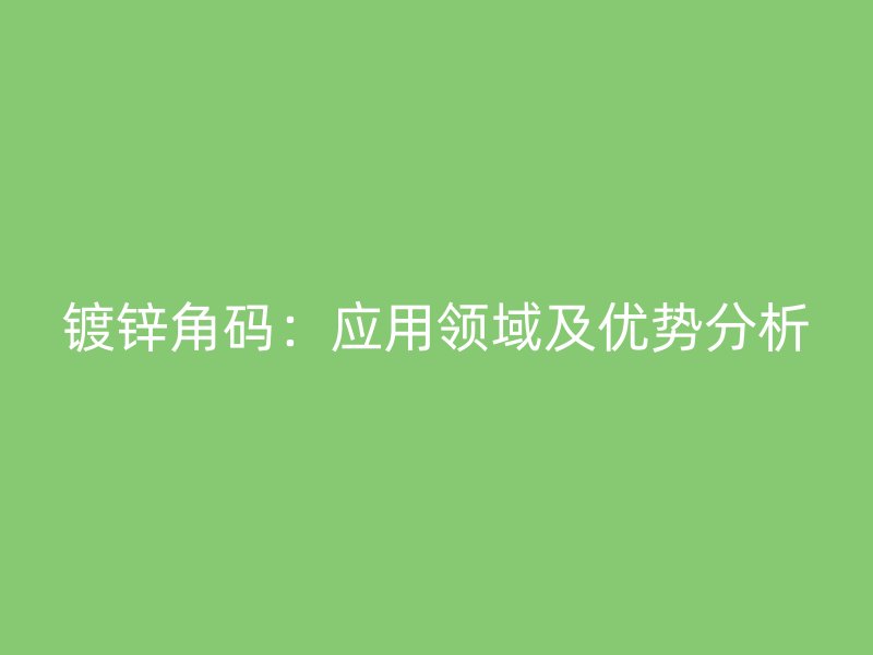 鍍鋅角碼：應(yīng)用領(lǐng)域及優(yōu)勢分析