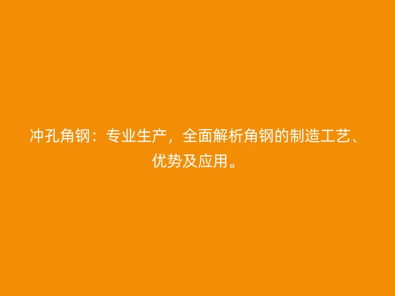 沖孔角鋼：專業(yè)生產(chǎn)，全面解析角鋼的制造工藝、優(yōu)勢及應(yīng)用。