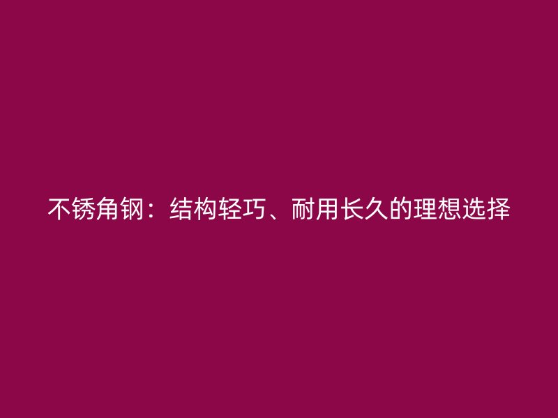 不銹角鋼：結(jié)構(gòu)輕巧、耐用長久的理想選擇