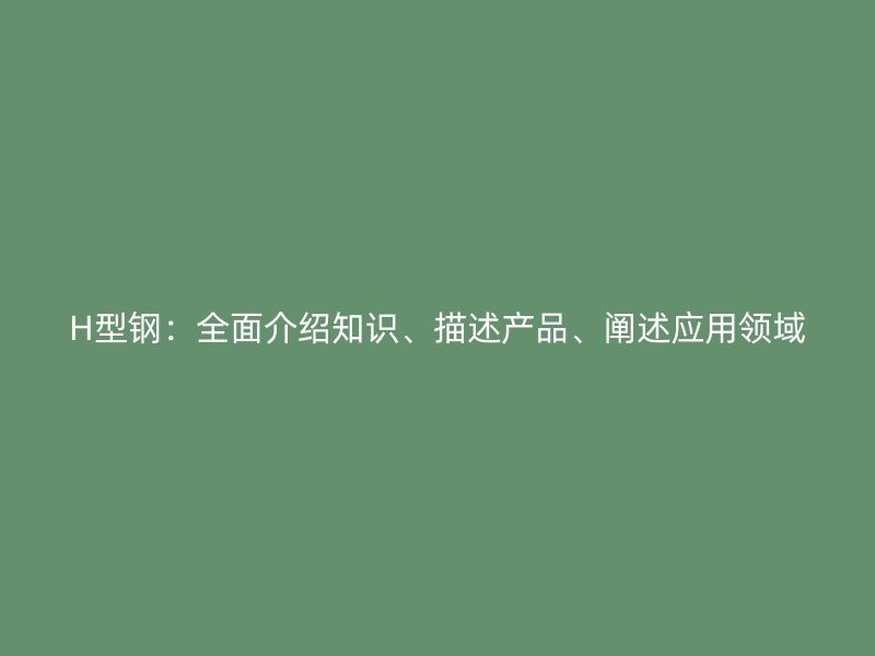 H型鋼：全面介紹知識、描述產(chǎn)品、闡述應用領域